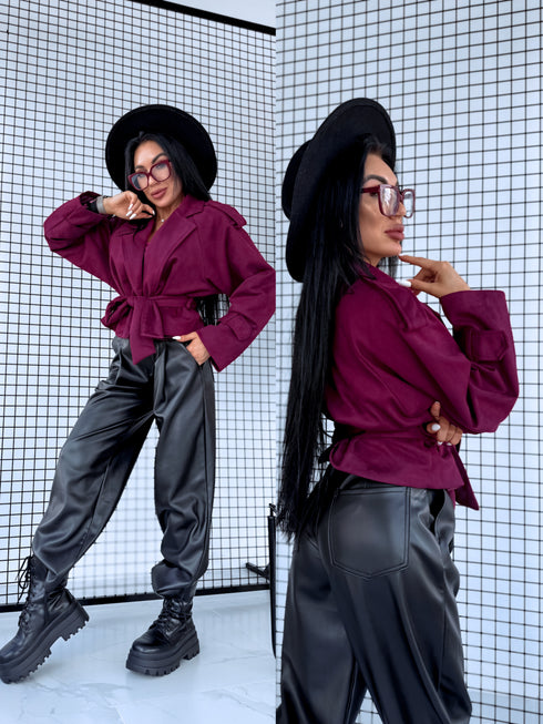 "BURGUNDY SPRITZ" - suede-like jacket